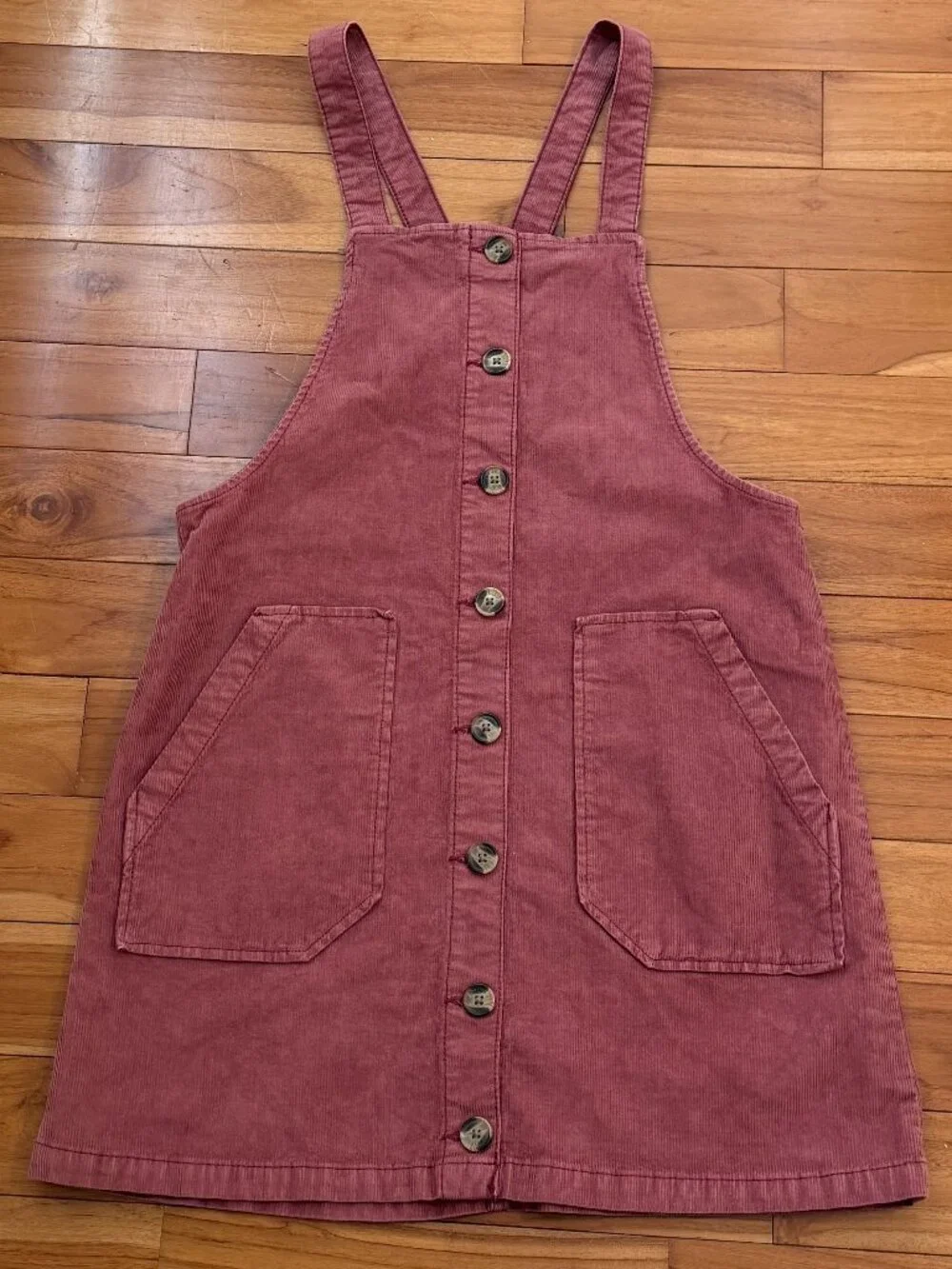 Women American Eagle Corduroy Overall Dress Mauve Pink Size Small Summer Casual - Picture 2 of 7